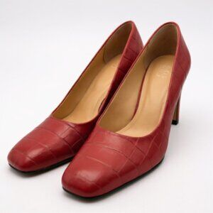 Franco Sarto Red Croc Block Heel Pumps Size 11